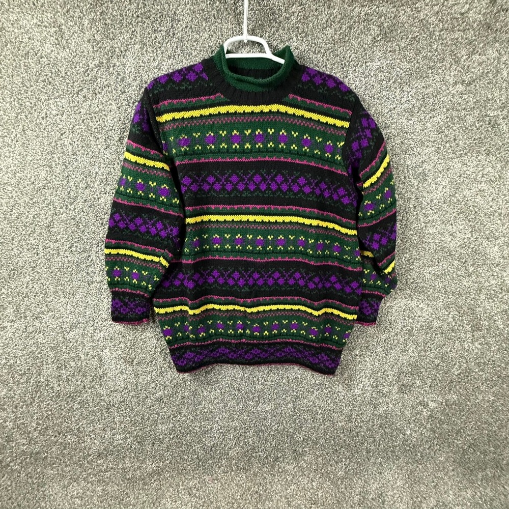 United Colors of Benetton Vintage Shetland Wool Fair Isle Sweater Italy Mens 50